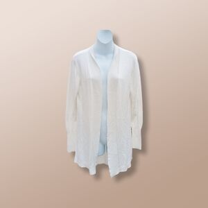 Worthington Ivory Cardigan Sweater Open Front Cotton Blend Size L